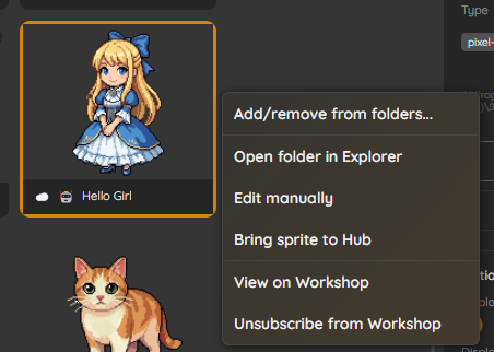 Library card right-click menu