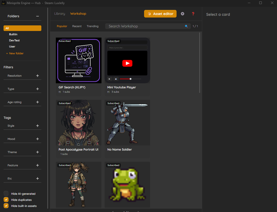 Workshop tab with Popular sort